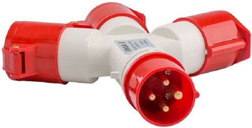 Разветвитель кабельный трехлучевой Кэаз 16А 3P+PE 400В IP44 красный картинка 
